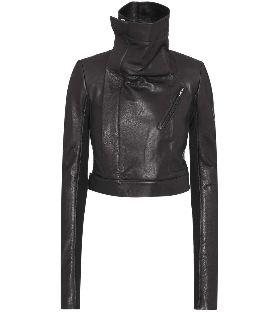 Rick Owens Cropped Leather Jacket In Llack | ModeSens
