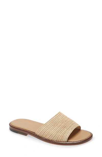 Manolo Blahnik Safina Raffia Slide Sandals In Brown