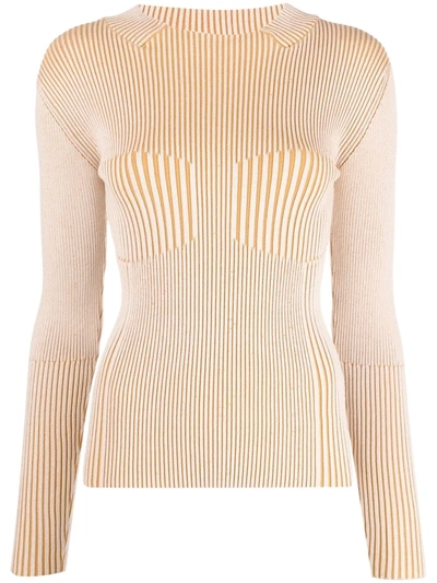 Aeron Ribbed Knitted Jumper In Neutrals