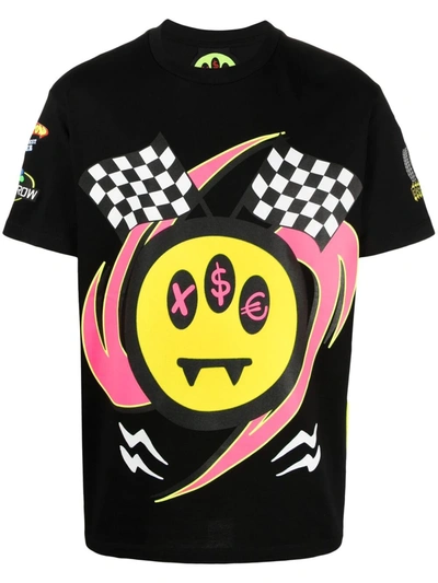 Barrow Smiley-print Checkerboard T-shirt In Black