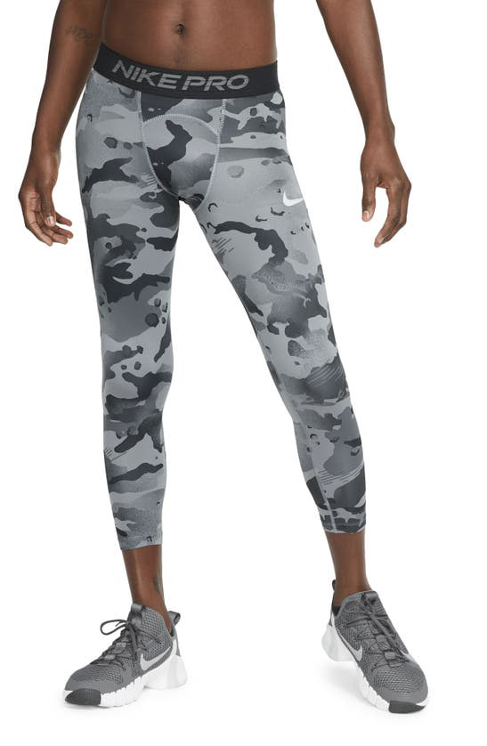 Nike Men's Pro Dri-fit Camouflage 3/4 Leggings In Smoke Grey/ Grey Fog |  ModeSens