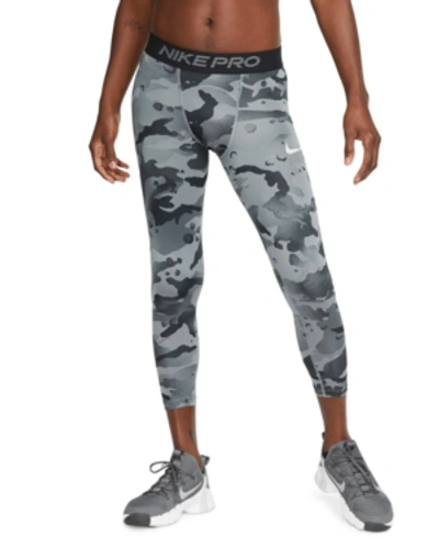 Nike Men's Pro Dri-fit Camouflage 3/4 Leggings In Smoke Grey/ Grey Fog |  ModeSens