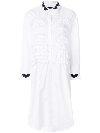 Simone Rocha Woman Bead-embellished Ruffled Cotton-poplin Shirt Dress White