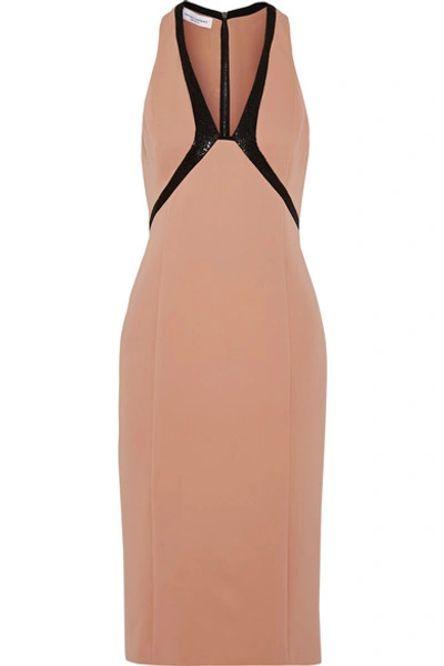 Narciso Rodriguez Sequin-embellished Paneled Stretch Silk-blend Dress In Rose