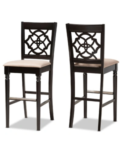 Baxton Studio Alexandra Modern And Contemporary Fabric Upholstered 2 Piece Bar Stool Set In Sand
