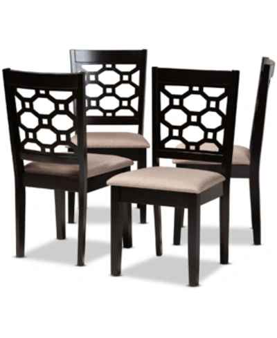 Baxton Studio Peter Modern And Contemporary Fabric Upholstered 4 Piece Dining Chair Set In Dark Brown