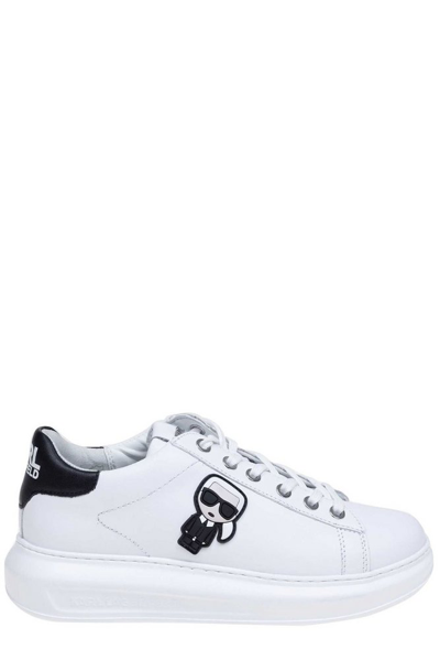 Karl Lagerfeld Karl Patch Leather Sneakers In White