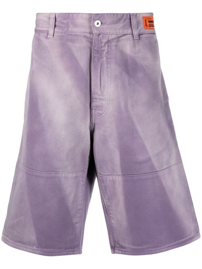 Heron Preston Tie-dye Straight Relaxed-fit Denim Chino Shorts In Purple