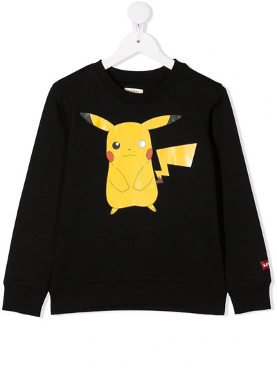 Levi's Black Sweatshirt For Kids With Logo And Pikachu