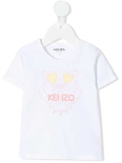 Kenzo White T-shirt For Babygril With Tiger