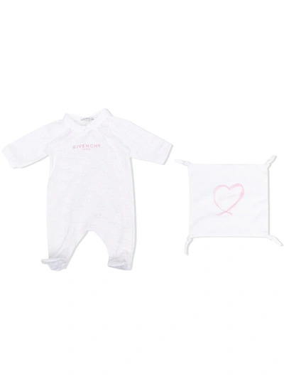 Givenchy White Set For Babygirl With Logos In Pink