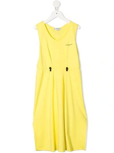 Givenchy Kids' Yellow Dress For Girl With Logo In Paglia