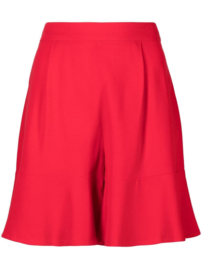 L'autre Chose Flared High-waisted Shorts In Red