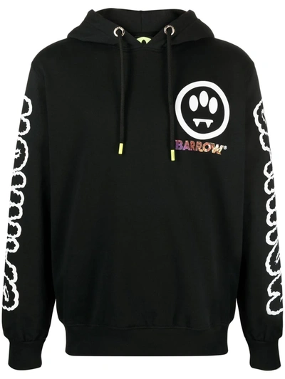 Barrow Logo Drawstring Hoodie In Black,white