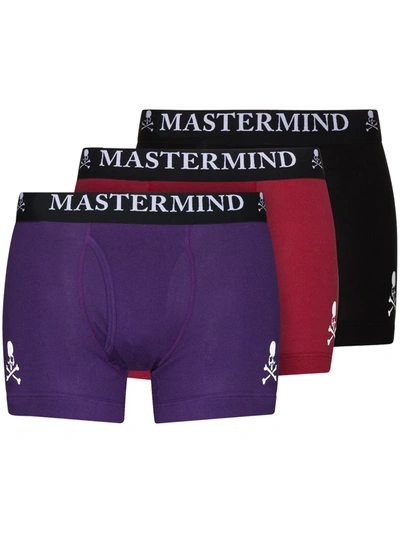 Mastermind Japan Three-pack Logo-waistband Boxers In Black