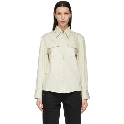 Lemaire Point-collar Zip-front Cotton-twill Shirt In Dusty Ivory