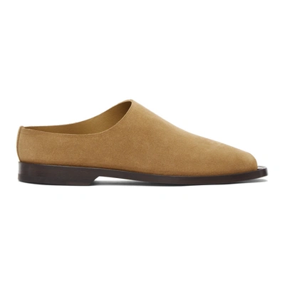 Lemaire Open-toe Suede Loafers In Beige