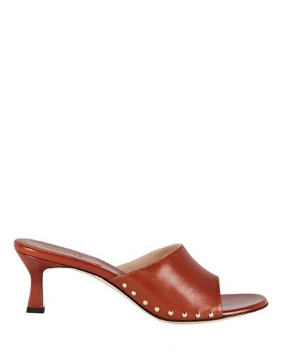 Wandler Nana 55 Studded Leather Mules In Brown