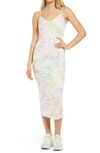 Afrm Amina Sleeveless Midi Dress In Blanc Spiral Tie Dye