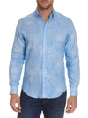 Robert Graham Rylee Linen-blend Crosshatch Slim Fit Button-down Shirt In Blue