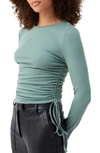 4th & Reckless Matilda Side Ruched Top In Green Jersey