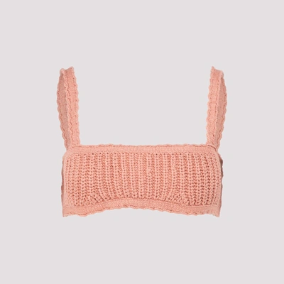 Alanui Cacti Cotton Knit Bralette In Pink
