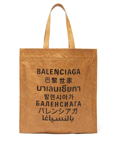 Balenciaga Shopper Crinkle-effect Tote Bag In Sand