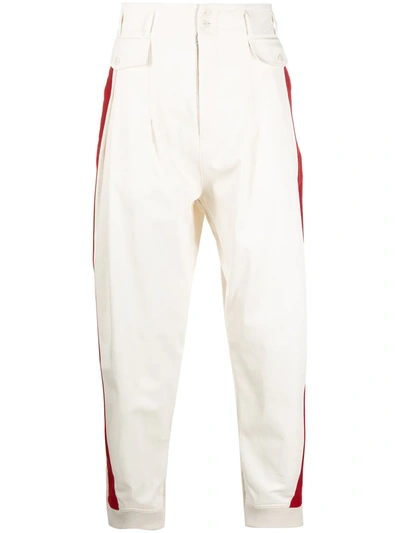 Maison Margiela Off-white & Red Stripe Trousers In 105 Ecru