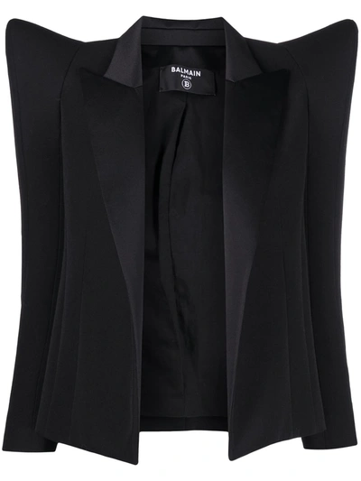 Balmain Exaggerated-shoulder Blazer Jacket In Black