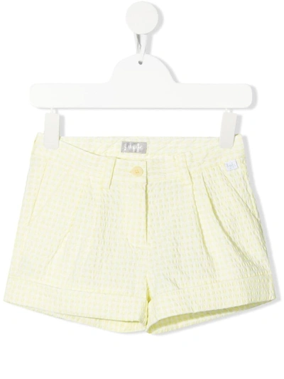 Il Gufo Kids' Checkered Print Shorts In Yellow