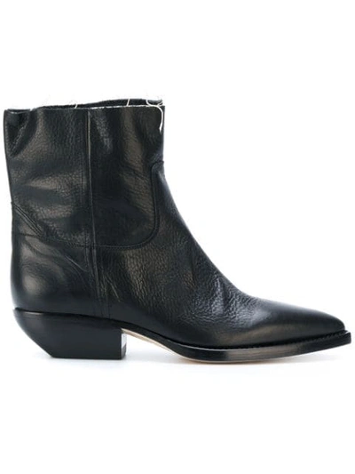 Saint Laurent Black Pointed Toe Leather Boots