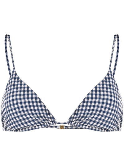 Mc2 Saint Barth Vichy Print Triangle Top In Blue