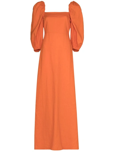 Adriana Degreas Puff-sleeve Maxi Dress In Orange
