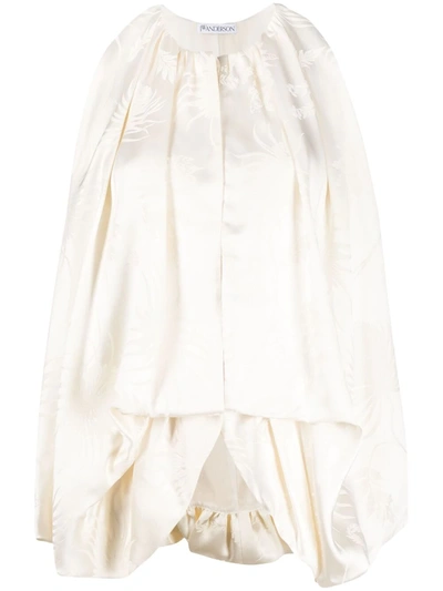 Jw Anderson Balloon-hem Floral-jacquard Top In White