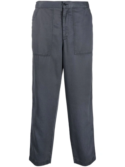 Officine Generale Paolo Straight-leg Cotton Trousers In Blue