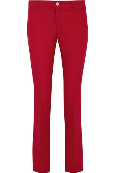 Gucci Wool And Silk-blend Crepe Flared Pants In Red