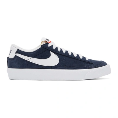 Nike Navy Suede Blazer Low '77 Sneakers In 400 Midnigh