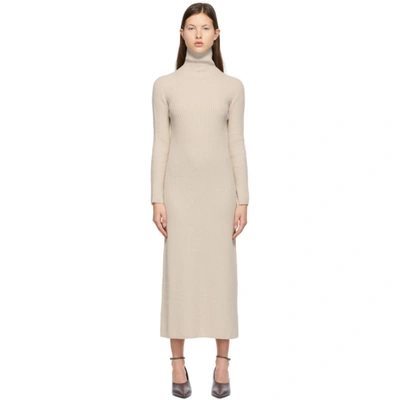 Max Mara Beige Wool Turtleneck Dress In 001 Albino