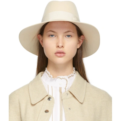 Maison Michel Off-white Felt Kate Fedora In Seed Pearl