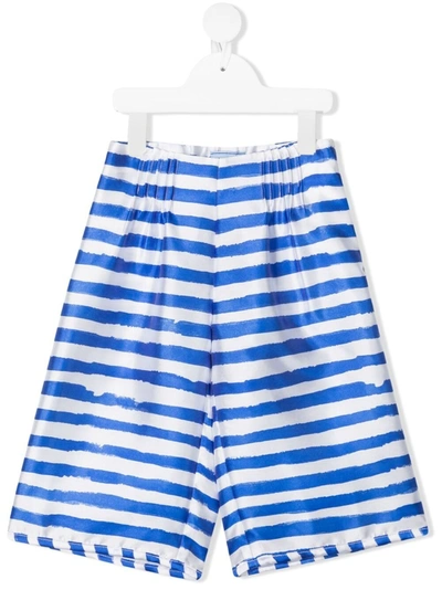 Mi Mi Sol Kids' Stripe-print Knee-length Shorts In White