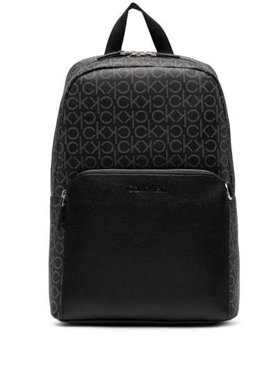 Calvin Klein Monogram-print Backpack In Black