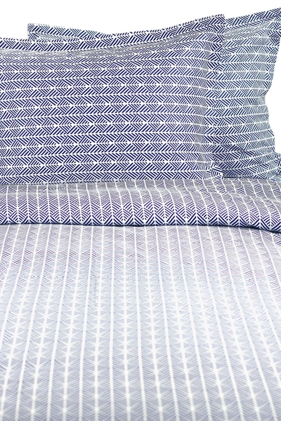 Melange King 400 Thread Count Cotton Arrow Duvet Set In Blue