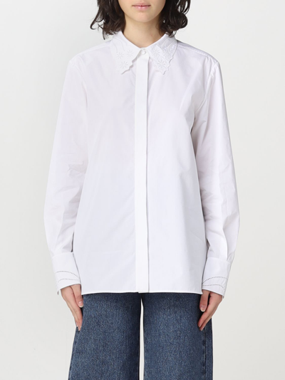 Chloé Cotton Embroidered-collar Shirt In White