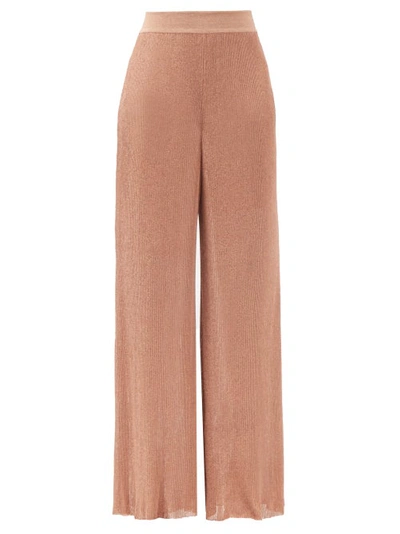 Alexandre Vauthier Knitted Wide Leg Pant In Coral