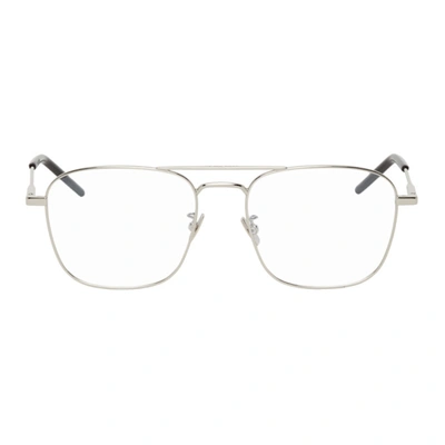 Saint Laurent Silver Sl 309 Glasses In Metallic