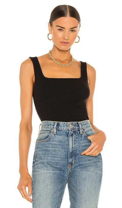 Vince Ribbed Square Neck Tank In Nocolor