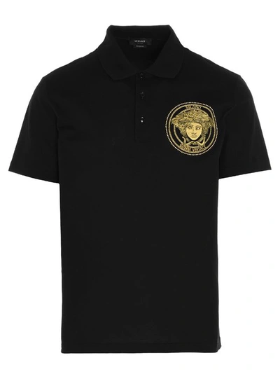 Versace Men's Black Other Materials Polo Shirt
