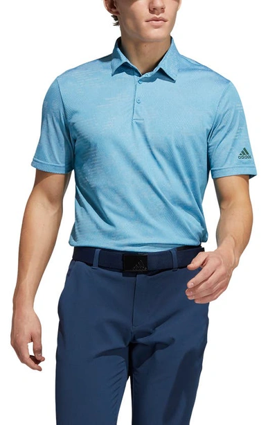 Adidas Golf Camo Performance Polo In Hazy Blue/ White