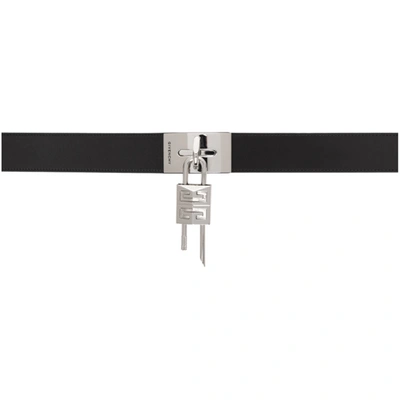 Givenchy Men's Smooth Leather Lock Belt In Black