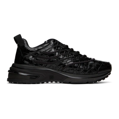 Givenchy Giv 1 Croc-effect Leather Sneakers In Black